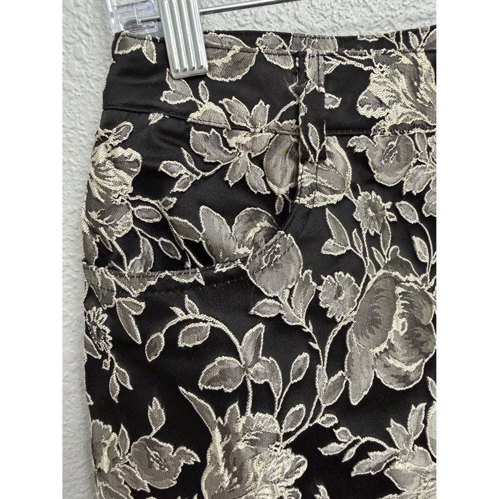 Steve Madden Beck Skirt Black Silver Floral Brocade Mini Skirt Size 4 BO409104 - Picture 4 of 10